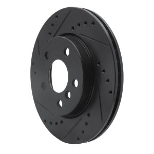 Mini Cooper Brake Rotor (1) - Front Left - R1 Concepts - Drilled & Slotted - Black - `14-`24